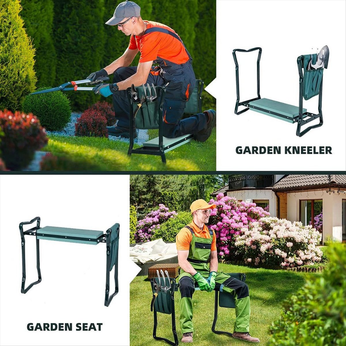 Gardening Tools For Seniors - B23BBG 2-in-1 Garten-Kniesitz und -Sitzbank, Klappbarer