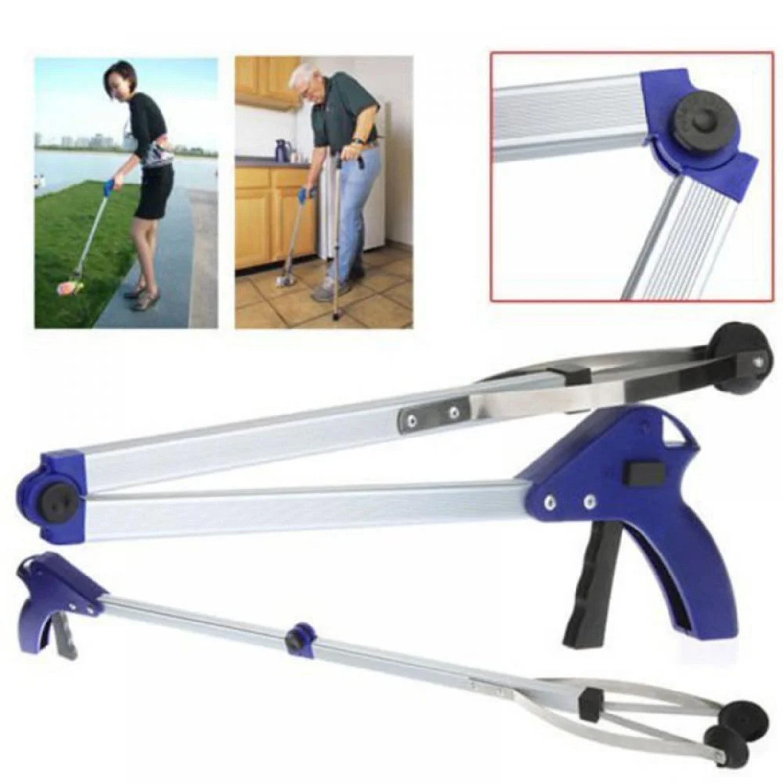 Gardening Tools For Seniors - Langer, faltbarer, dicker Helfer-Grabber aus Aluminiumlegierung,