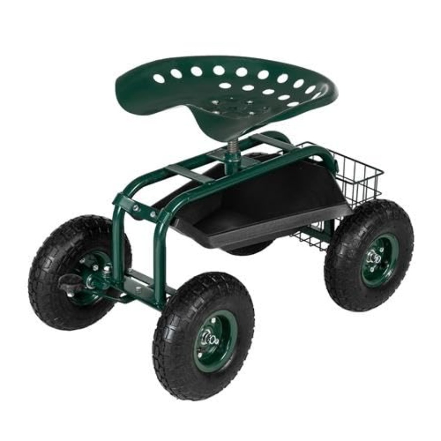 Gardening Tools For Seniors - Gartenwagen mit Rollensitz, Rädern, Lenkgriff und