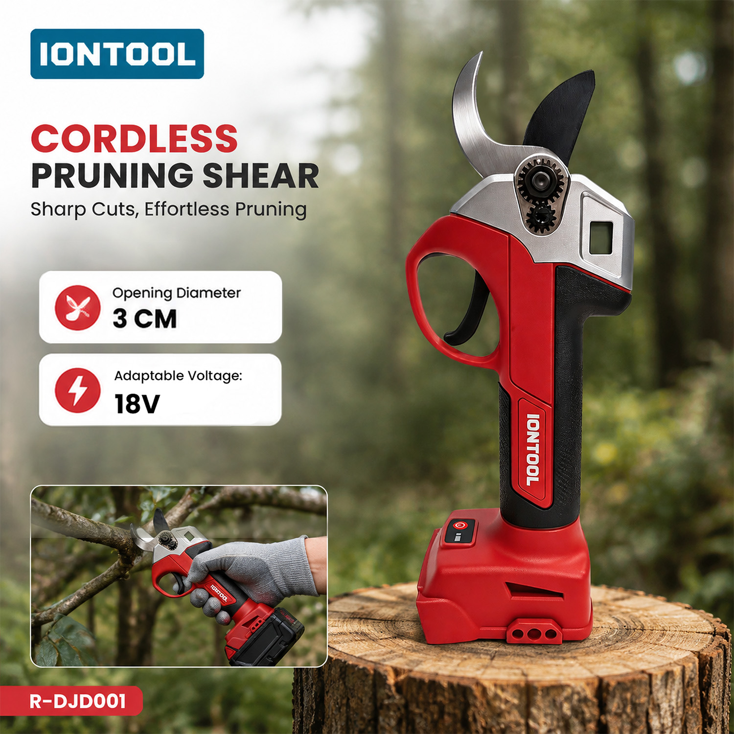 Gardening Tools Scissors - IONTOOL Rote Kabellose Gartenschere (nur Gerät)